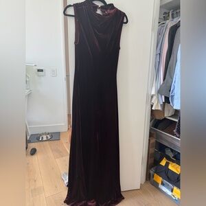 Veronica Beard Burgundy Cowl Neck Sleeveless Gown
